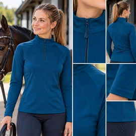 Equipage Redmond langærmet trøje, half zip - Majolica Blue